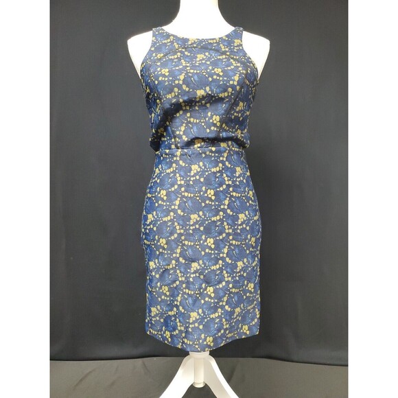Cynthia Rowley Blue Green Geometric A Line Cut Out Stretch Dress Size 4 - Picture 1 of 9